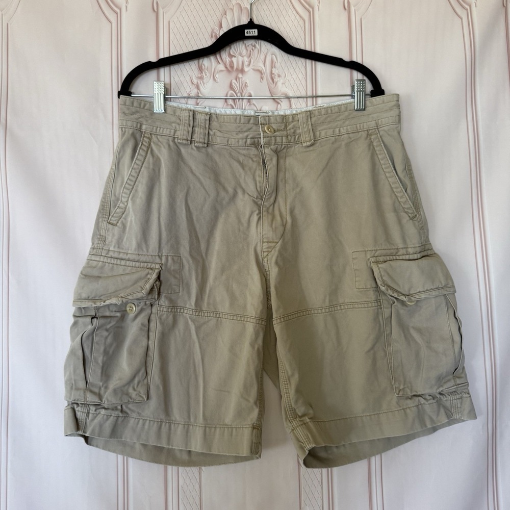 Polo Ralph Lauren Mens Size 34 Khaki Beige Classic Chino Cargo Shorts Utility - Picture 1 of 11